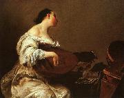 Giuseppe Maria Crespi Woman Playing a Lute oil painting on canvas
